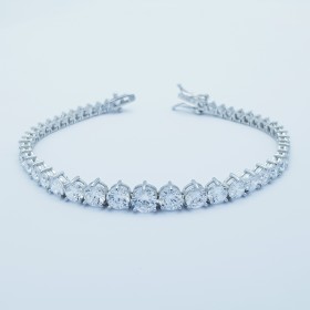 BRACELET TENNIS en ARGENT 925 RHODIÉ et OR BLANC