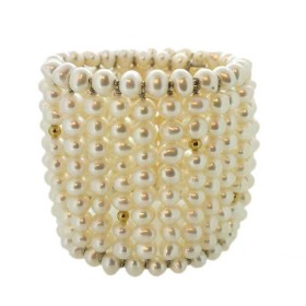 BRACELET GROSSES PERLES BIWA AU JAPON AVEC DE L'ARGENT RHODIÉ 18 KT