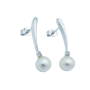 Boucles d'oreilles Pendantes en Or Blanc 18 carats avec Perles et Gemmes Certifiées-Modèle (Clarté