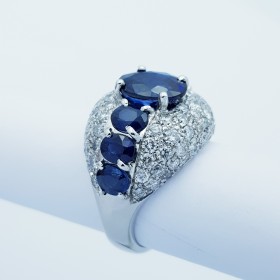 18kt Gold Ring with Certified Sapphires and Diamonds-Model (Univers)