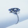 Anello Fiori in Oro 18 kt con Diamanti e Zaffiri - Modello (Fiori)