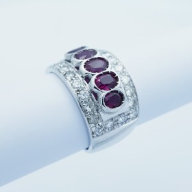 18kt Gold Ring with Certified Rubies and Diamonds - Model (Scalar)