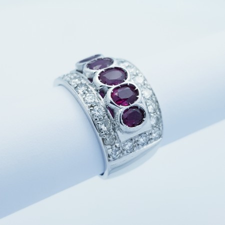 bague en Or 18 carats avec Rubis et Diamants Certifiés-Modèle (Scalaire)