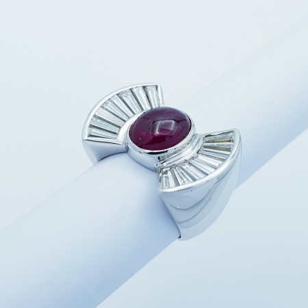 Bague Diamants 1.55 carats et Rubis 2.48 ct-Modelo (Papion)