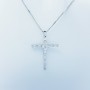 CIONDOLO CROCE IN ORO BIANCO 18 KT con DIAMANTI CERTIFICATI- Modello (Angel)
