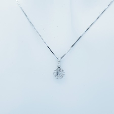 Collier Pendentif en Or Blanc 18kt et Diamants Certifiés-Modèle (Sole)