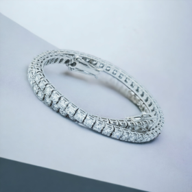 BRACELET TENNIS OR 18 KT DIAMANTS VVS G COULEUR 10.0 CARATS GR.15.0