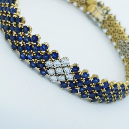 Certified Sapphires and Diamonds Bracelet 22.88 Carats Total