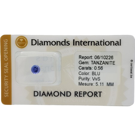 Tanzanite Coupe Ronde 0,56 ct Certifiée sous Blister scellé