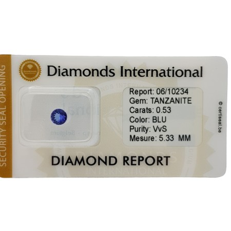 Tanzanite Coupe Ronde 0,53 ct Certifiée sous Blister scellé