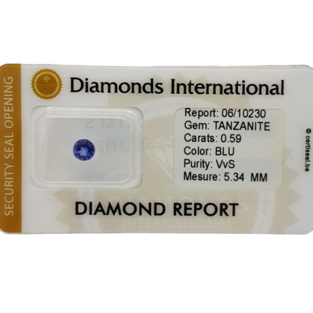 Tanzanite Coupe ronde 0,59 ct Certifiée sous Blister scellé