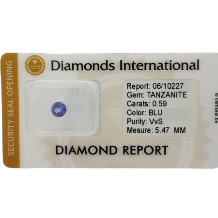 Tanzanite Coupe ronde 0,59 ct Certifiée sous Blister scellé
