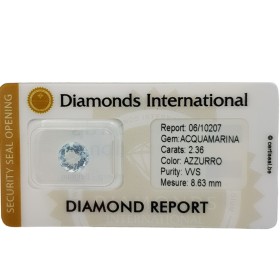 Acquamarina Taglio Tondo 2.36 ct Certificata in Blister Sigillato