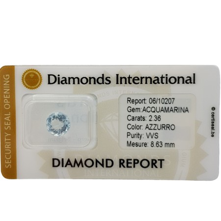 Aigue-Marine Taille Ronde 2.36 ct Certifié en Blister scellé