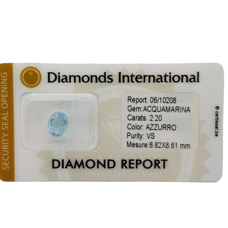 Aigue-Marine Taille Ovale 2.20 ct Certifié en Blister scellé