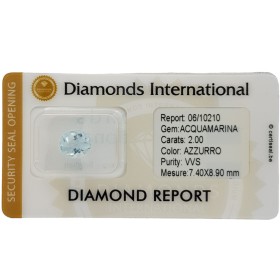 Acquamarina Taglio Ovale 2.00 ct Certificata in Blister Sigillato