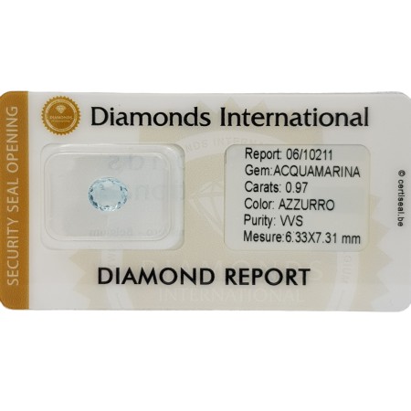 Aquamarine Oval Cut 0.97 ct Certified in Sealed Blister