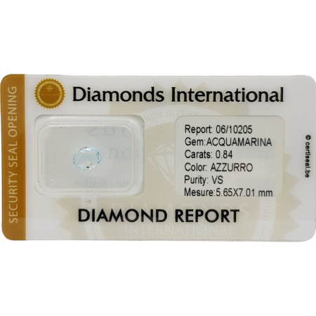 Aquamarine Oval Cut 0.84 ct Certified in Sealed Blister