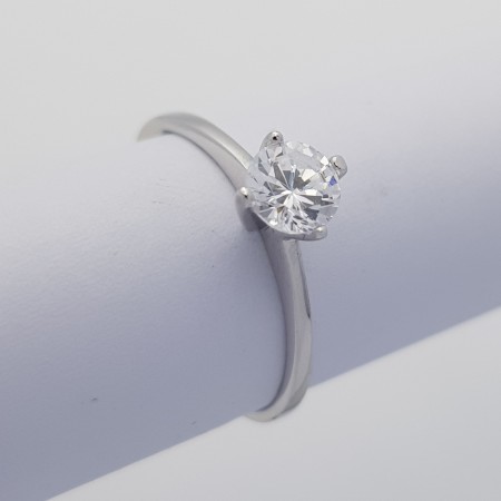 0.40 CT rhodium plaqué argent zircon diamant solitaire anneau