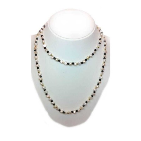 SCARAMAZZE and onyx pearl necklace with gold Rhodium inserts - 100cm