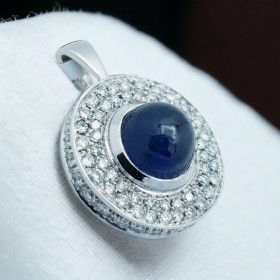 Pendant in 18 kt White Gold with Certified Gems - Model (Omicron)