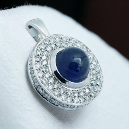 Pendant in 18 kt White Gold with Certified Gems - Model (Omicron)