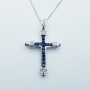 18 KT WHITE GOLD CROSS PENDANT with CERTIFIED ZAFFIRIES and DIAMONDS - Model (Navy)
