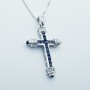 18 KT WHITE GOLD CROSS PENDANT with CERTIFIED ZAFFIRIES and DIAMONDS - Model (Navy)