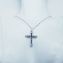 18 KT WHITE GOLD CROSS PENDANT with CERTIFIED ZAFFIRIES and DIAMONDS - Model (Navy)