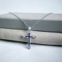CIONDOLO CROCE IN ORO BIANCO 18 KT con ZAFFIRI e DIAMANTI CERTIFICATI - Modello (Marina)