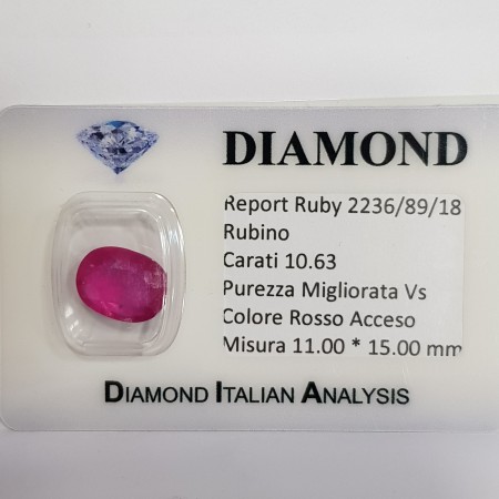 RUBIS OVALE 10.63 CARATS BIRMANIE LOT 10.00