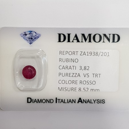 Ruby cut carat 3.82 bright red in blister lot 4.00