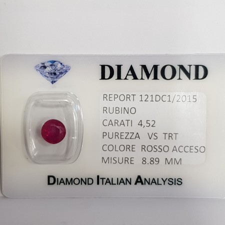 Ruby cut carat 4.52 bright red in blister lot 5.00