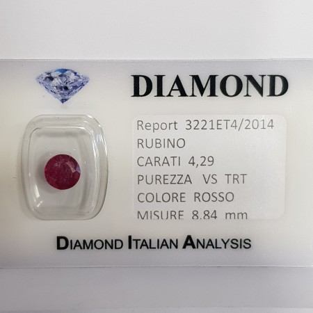 Ruby cut carat 4.29 bright red in blister lot 5.00