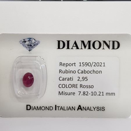 CERTIFIED RUBY CABOCHON 2.95 CARAT in BLISTER