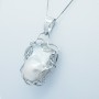 PERLA CIONDOLO ARGENTO RODIATO ORO PENDENTE BAROCCA 51 CARATI