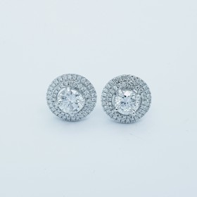 Boucles d'oreilles en or 18 carats DIAMANTS POINT LIGHT 1.95 ct Total - Modèle (Light)