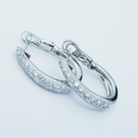 White Gold Hoop Earrings with Certified Diamonds 0.66 ct Total