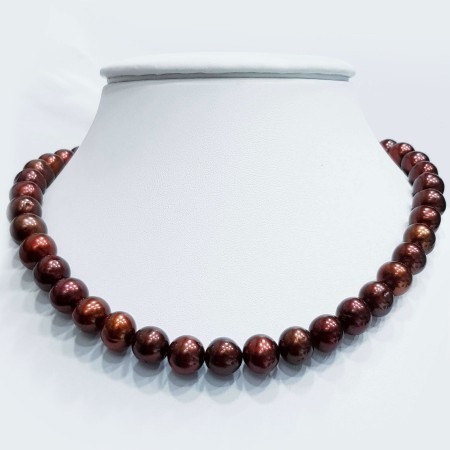 Collier Strand perles BIWA BROWN mesure de 11 à 12 mm longueur 40 cm