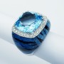 Bague en or blanc 18 carats avec topaze et diamants certifiés - Modelo (Ati)