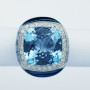 Bague en or blanc 18 carats avec topaze et diamants certifiés - Modelo (Ati)