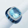 Anello in Oro Bianco 18 kt con Topazio e Diamanti Certificati - Modelo (Ati)