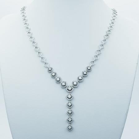 Collana in Oro Bianco 18kt e Diamanti Certificati - Modello (Cupra)