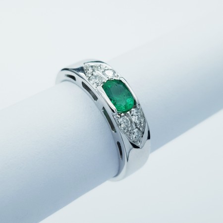Bague en or 18kt avec émeraude et diamants certifiés - Modèle (Birg)