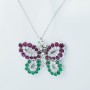 Collana Ciondolo in Oro Bianco 18 kt con Gemme Certificate - Modello (Farfalla)