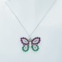 Collana Ciondolo in Oro Bianco 18 kt con Gemme Certificate - Modello (Farfalla)