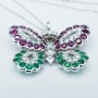 Collana Ciondolo in Oro Bianco 18 kt con Gemme Certificate - Modello (Farfalla)
