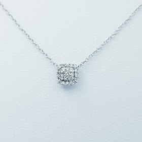 Collier pendentif en or blanc 18 carats avec diamants certifiés - (Boîte)