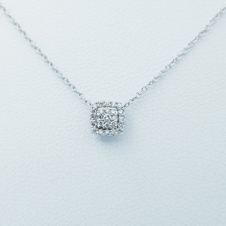 Collana Ciondolo in Oro Bianco 18 kt con Diamanti Certificati - (Box)