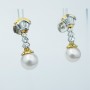 ORECCHINI PENDENTI DIAMANTI con PERLE in ORO 18 kt - Modello (Ventaglio)